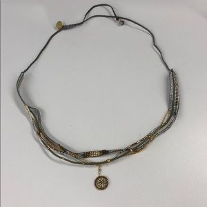 Mishky Beaded choker gray silver gold necklace